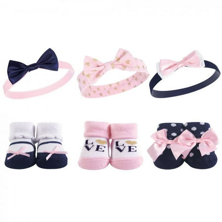 UPC: 0660168582345 | Hudson Baby Infant Girl Headband and Socks Giftset 6pc  Navy Love  One Size