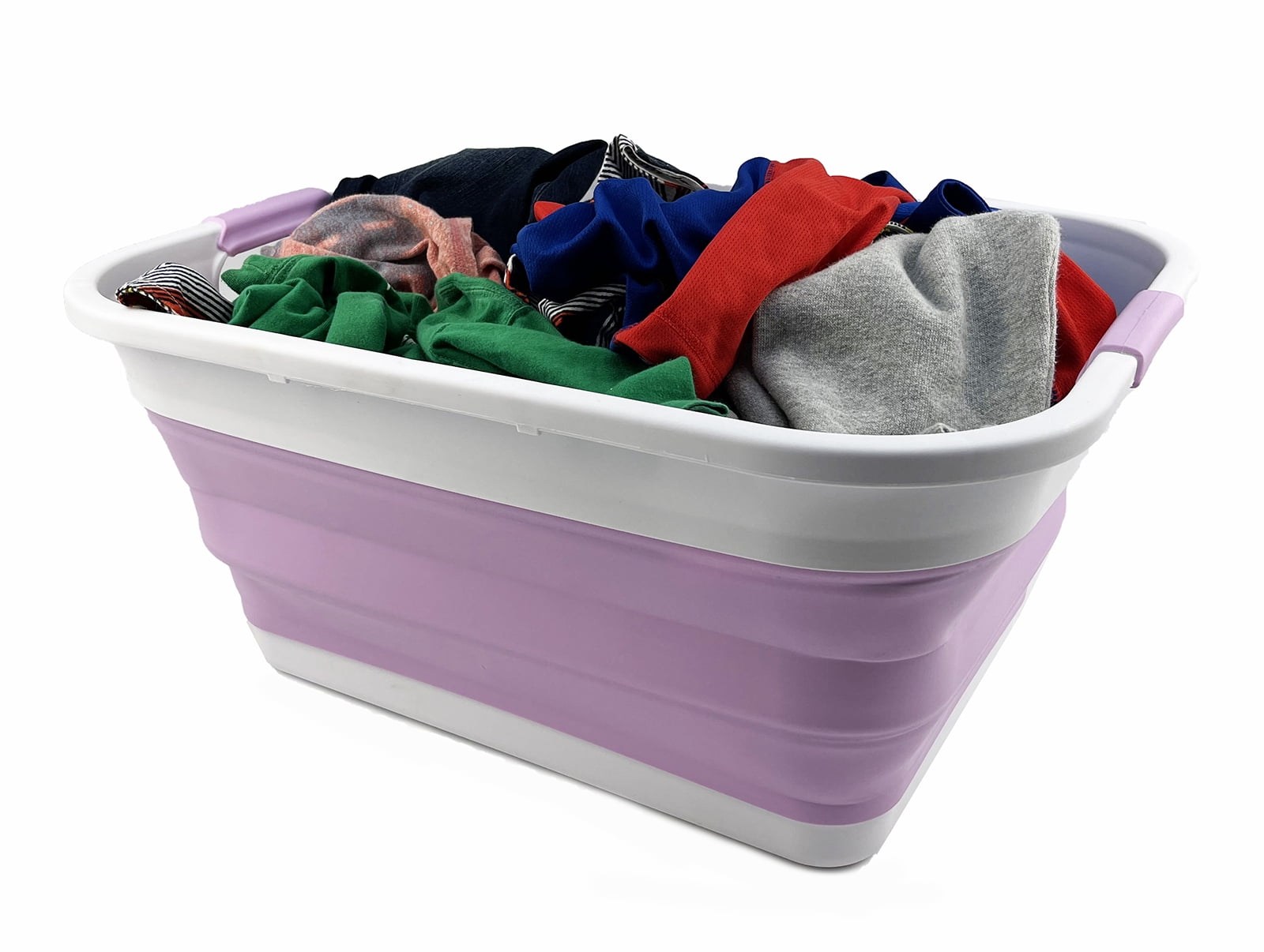 SAMMART 41L (10.8 gallon) Collapsible Plastic Laundry Basket - Foldable Pop Up Storage Container/Organizer - Portable Washing Tub - Space Saving Hamper/Basket