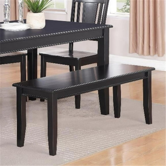 Wooden Imports Furniture DU-WB-BLK Dudley Dining Bench with Wood Seat - Black