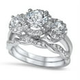 thumbnail image 3 of His Hers CZ Bridal Vintage Wedding Band Engagement Ring Set Him Her, 3 of 7