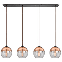 

Pendants 4 Light With Oil Rubbed Bronze Finish Clear Glass With Copper Plated Top Medium Base 46 inch 240 Watts - World of Lamp