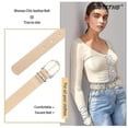 thumbnail image 2 of Women Leather Belt With Long Gold Curved Pin Buckle, 2 of 5
