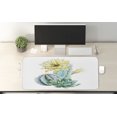 thumbnail image 2 of Cactus Computer Mouse Pad, Vector Image Watercolored Cacti Spikes and Alluring Flowers Print, Rectangle Non-Slip Rubber Mousepad X-Large, 35" x 15" Gaming Size, Blue and White, by Ambesonne, 2 of 2