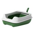 thumbnail image 2 of Caja de arena para gatos, bandeja de arena para gatos con borde, con arena protectora para gatitos Verde, 2 of 9