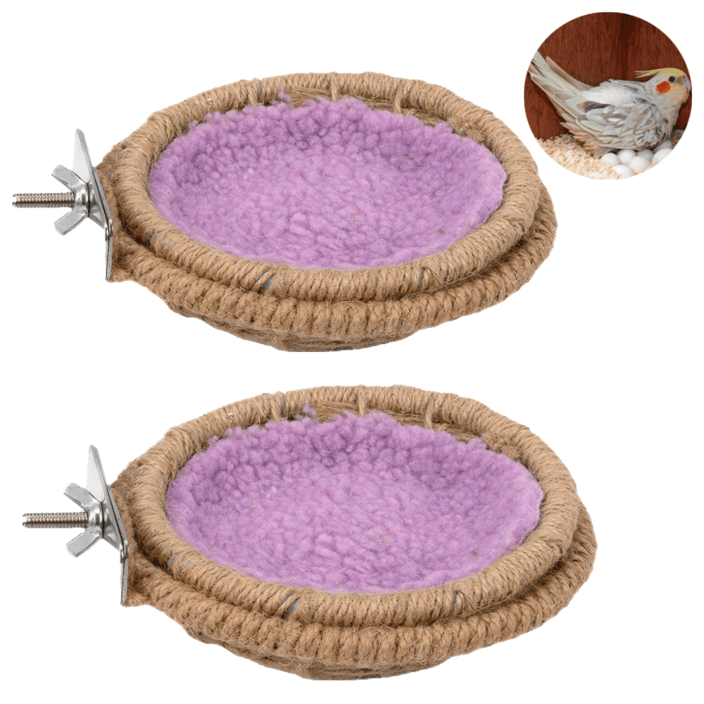2 Pcs Bird Nest Bed Breeding Nesting with Warm Pad for Canaries
