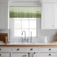 thumbnail image 3 of Sage Green Ombre Valance Curtains for Kitchen/Living Room/Bathroom/Bedroom Window, Rod Pocket Small Topper Half Short Window Curtains Voile Sheer Scarf, Modern Abstract Art Ocean Oil Painting 42"x18", 3 of 8
