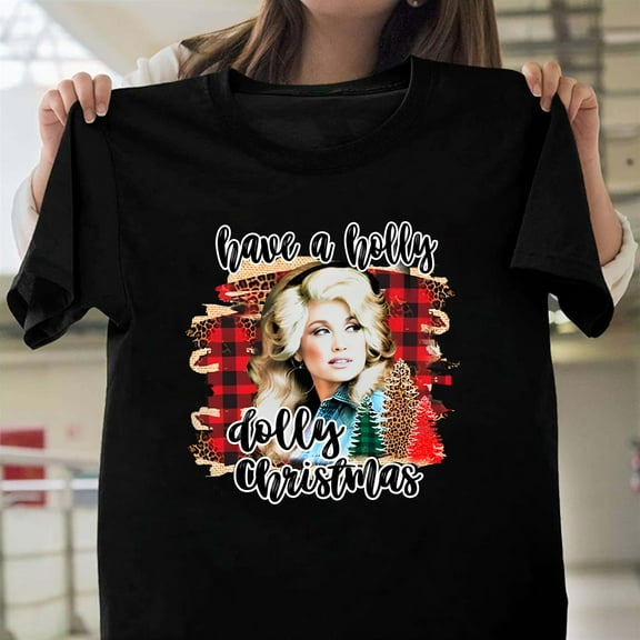 Have A Holly Dolly Christmas Western Graphic Unisex T-Shirt, Retro St. Nick Fan Gift G0142, Up to Size 5XL