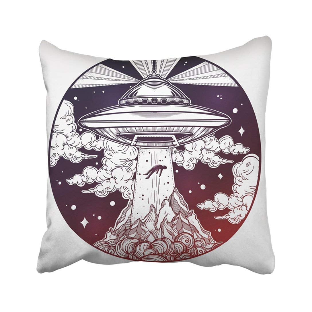 BPBOP Alien Spaceship Ufo With Flying Saucer Abducting Human Conspiracy  Theory Concept Tattoo Pillowcase Throw Pillow Cover 16x16 inches -  