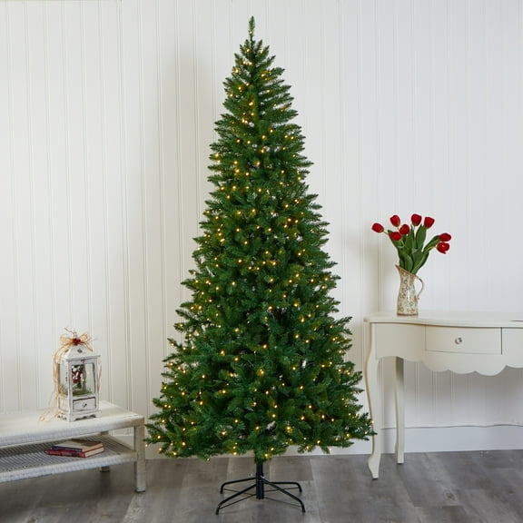 Nearly Natural 7.5' Green Fir Artifical Christmas Tree Prelit 500 Clear LED Lights