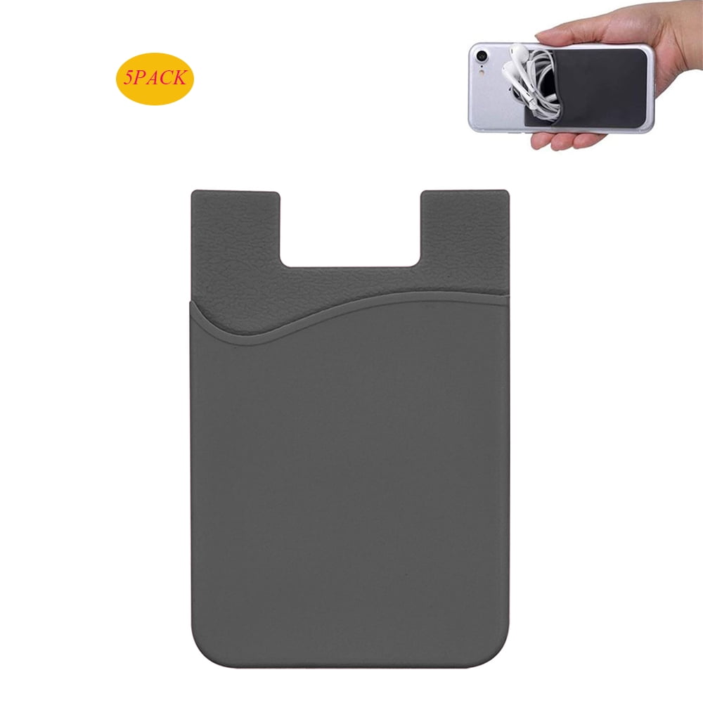 5Pack Phone Card Holder, Adhesive Silicone Credit Card Pocket Money Pouch Holder Case for Cell