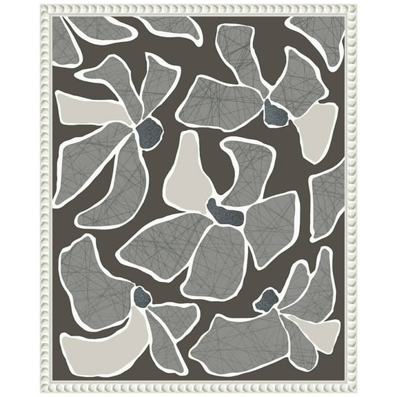 Amanti Art Grey Flower Blooms II Framed Canvas Wall Art Print