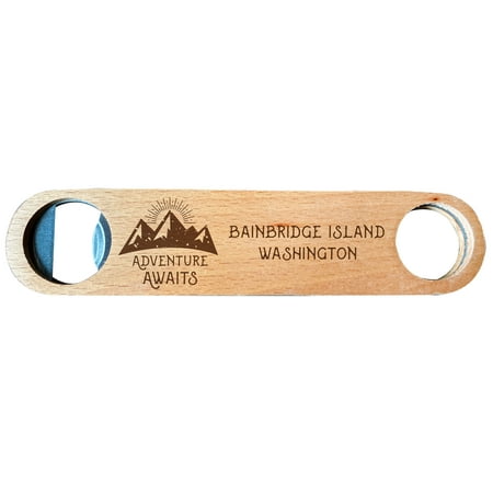 

Bainbridge Island Washington Laser Engraved Wooden Bottle Opener Adventure Awaits Design