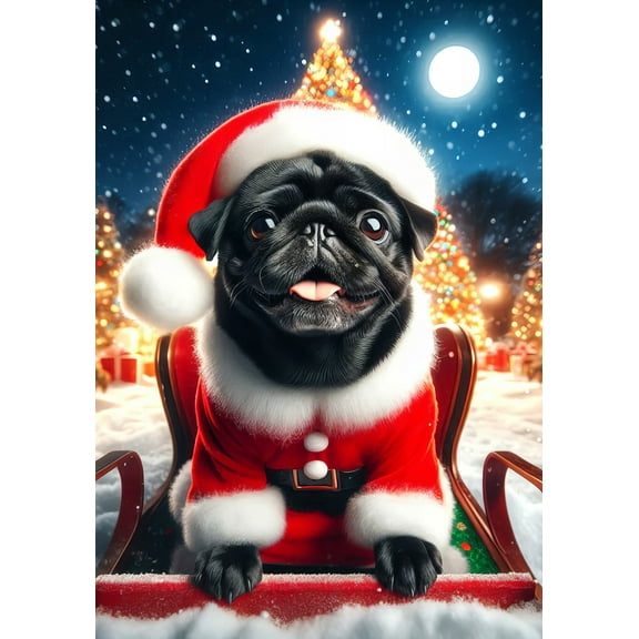 Pug Black -  Best of Breed DCR Christmas Garden Flag 12" x 17"