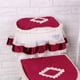thumbnail image 5 of Encantador juego de fundas para tapa de inodoro, se adapta a la mayoría de las tapas de inodoro, color burdeos, juego de 3 piezas que incluye funda para tanque de agua, funda para asiento de inodoro,, 5 of 5