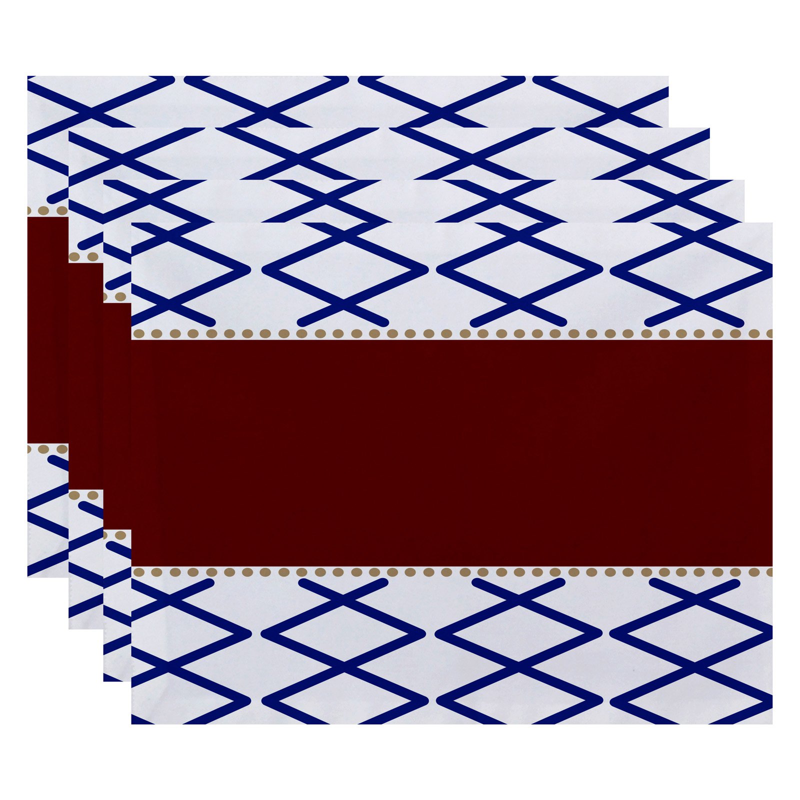Simply Daisy 18" x 14" Knot Fancy Geometric Print Placemat, Set of 4