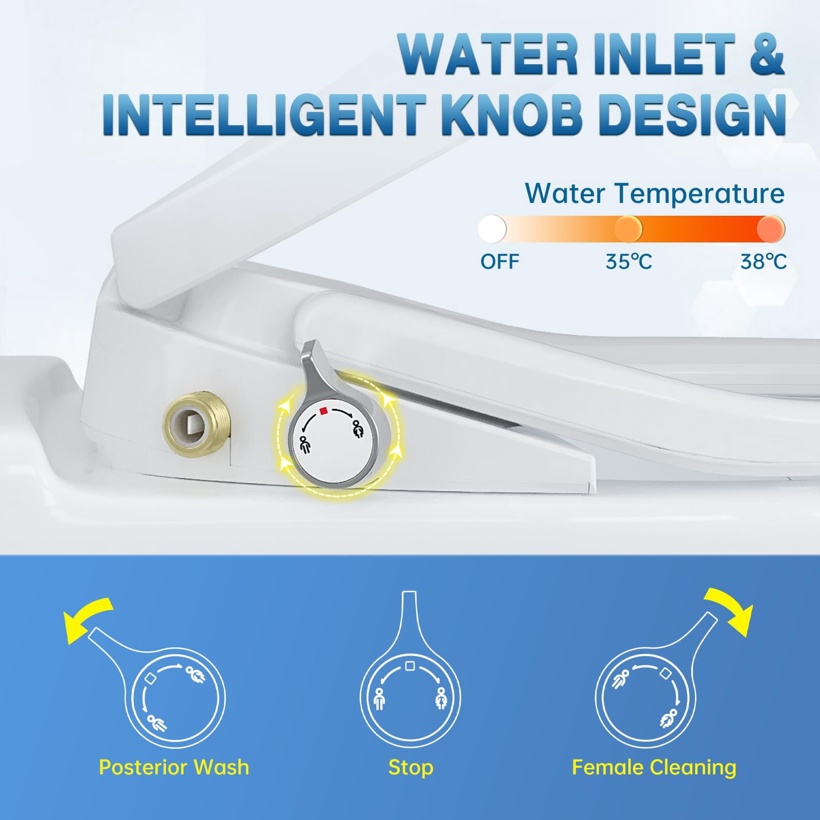 Electric Bidet Smart Toilet Seats with Istant Warm Water, Air Dryer, Nightlight, Remote Control, ELONGATED and Cotton