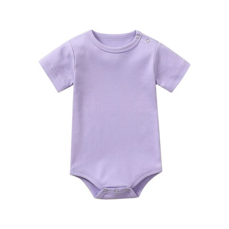 

Stamzod Newborn Baby Rompers Cotton Infant Classic Bodysuit Pajamas Solid Color Soft Short Sleeve Jumpsuit Summer 0-24 Months
