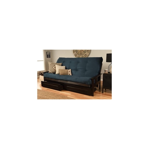 Old World Charm Queen Futon Frame Set with Mattress And Storage Drawers, A Versatile Solution For Guest Seating And Comfort In Any Room Setting