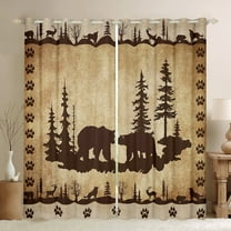 2 Panels,(38Wx45L) Bear Curtains,Rustic Cabin Darkening Curtains,Farmhouse Country Antique Bear Moose Wildlife Window Curtains,Vintage Hunting Camping Tree Woodland Window Treatments