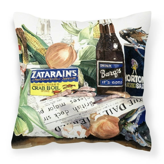 Carolines Treasures 1002PW1414 Barqs- Crabs- & Spices Decorative Indoor & Outdoor Fabric Pillow