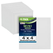 U.S. Art Supply 4" x 4" Mini Professional Primed Stretched Mini Canvas - 3/8 Profile Primed Gesso