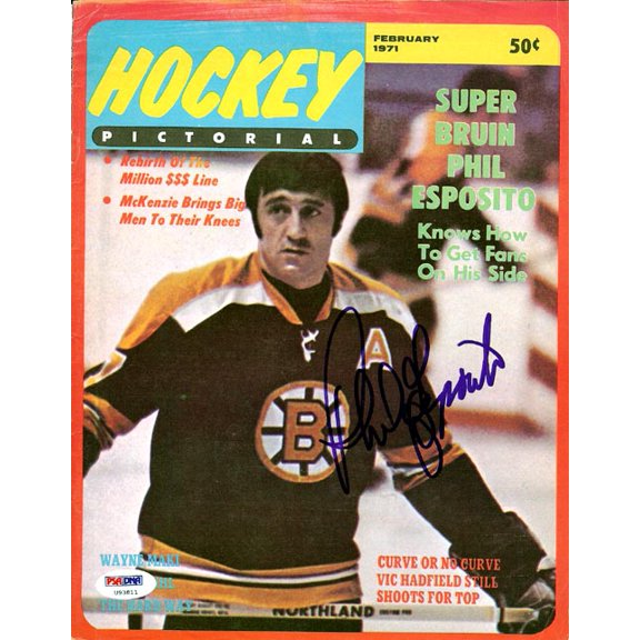 Phil Esposito Autographed Hockey Pictorial Magazine Cover Boston Bruins PSA/DNA #U93811