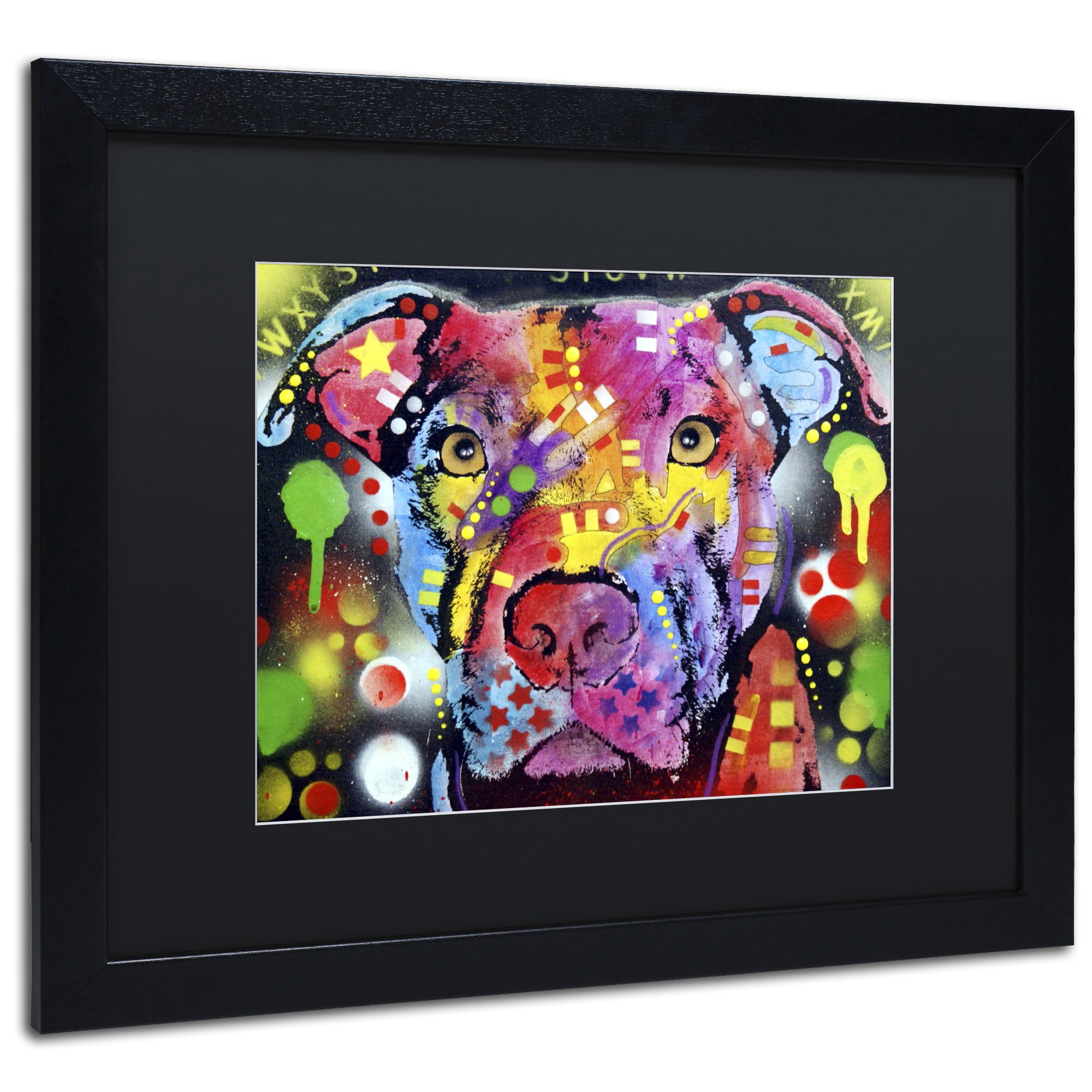 Trademark Fine Art "The Brooklyn Pit Bull" Canvas Art by Dean Russo, Black Matte, Black Frame