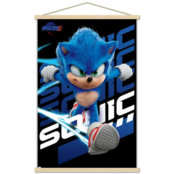 Sonic The Hedgehog 3 - Sonic Wall Poster with Magnetic Frame, 22.375" x 34"