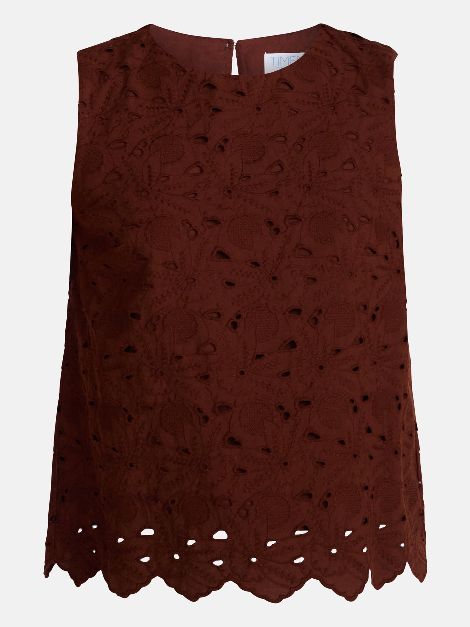 Time and Tru Women’s and Women’s Plus Eyelet Embroidered Top, Sizes XS-4X
