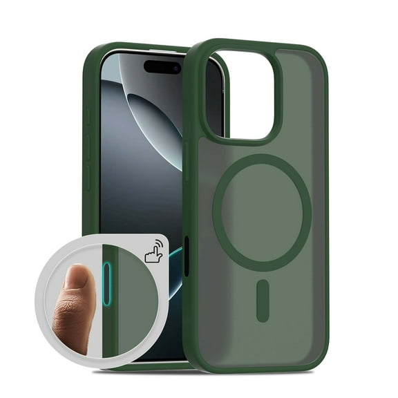 for iPhone 13 Mini Case Magnetic Case [Compatible with Magsafe] Slim Shockproof Protective Cover For iPhone 13 Mini Anti-Sratch Phone Case with Translucent Hard Back,Darkgreen