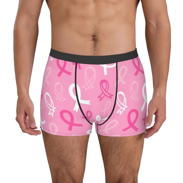 Fotbe Breast Cancer Awareness (3) Calzoncillos Tipo Boxer con Bolsa de Soporte Total para Hombre, X-Temp Fresco, Transpirable y de Secado Rápido-Large