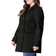 thumbnail image 6 of Women's Plus Size Notched Lapel Double Breasted Long Coat for Stylish Winter Wear 1X Black, 6 of 9