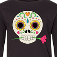 thumbnail image 4 of Inktastic Día de los Muertos Skull with Flower Long Sleeve Youth T-Shirt, 4 of 5