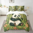 thumbnail image 2 of Cute Panda Comforter Set Botanical Bamboo Green Leaf Bedding Full Kawaii Animal Butterfly Decorations Comforter + Flat Sheet + Fitted Sheet + 2 Pillowcases + 2 Throw Pillow Covers, 2 of 5