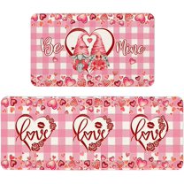 Valentines Day Kitchen Mat, Valentines Kitchen Rugs, Valentine Gnomes Kitchen Mats for Floor Non Slip Set of 2 Piece Gifts for Home Office Laundry Decorations, 17x29 17x47 Inch