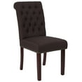 thumbnail image 2 of Flash Furniture HERCULES Series Brown Fabric Parsons Chair with Rolled Back, Accent Nail Trim and Walnut Finish, 2 of 11