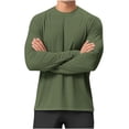 thumbnail image 2 of Stamzod Rash Guard for Men Crew Neck Long Sleeve Sun Shirt Casual Athletic Fishing T-Shirts Army Green S, 2 of 9