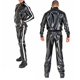 thumbnail image 2 of Traje de gato de látex 100 % de caucho, mono negro, chaqueta, pantalones deportivos, conjunto de disfraz con rayas blancas, tallas S a XXL, 2 of 3