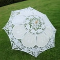 thumbnail image 6 of Lace Umbrella, Silk Cloth Material Embroidery Bride Parasol Wedding Photography Props Wedding Decoration Umbrella(S-White), 6 of 9