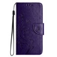 thumbnail image 4 of for Samsung Galaxy S25 Phone Case Wallet,Women Flip Folio Kickstand Cover with Credit Card Holders Emboss Butterfly Flower PU Leather Purse Wrist Strap Shockproof Case,Purple, 4 of 9