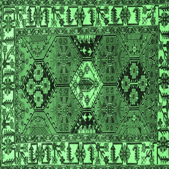 Ahgly Company Indoor Square Persian Emerald Green Traditional Area Rugs, 8' Square