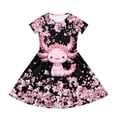 thumbnail image 3 of Uourmeti Axolotl Sundress 2-14Y Girls Cute Short Sleeve Swing Dress Cherry Blossom Summer Soft Round Neck Midi Fashion Party Wedding Dresses with Pocket, 3 of 5
