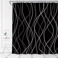 thumbnail image 2 of Black Striped Shower Curtain Line Wavy Simple Modern Fashion Fabric Bathroom Decor Set with Hooks(72" Wx84 H), 2 of 3