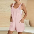 thumbnail image 2 of lcziwo Fall Savings, Womens 2025 Casual Summer Rompers Eyelet Embroidery Knot Straps Shorts Jumpsuits Solid Color Overalls with Pockets Y2k Streetwear, 2 of 7