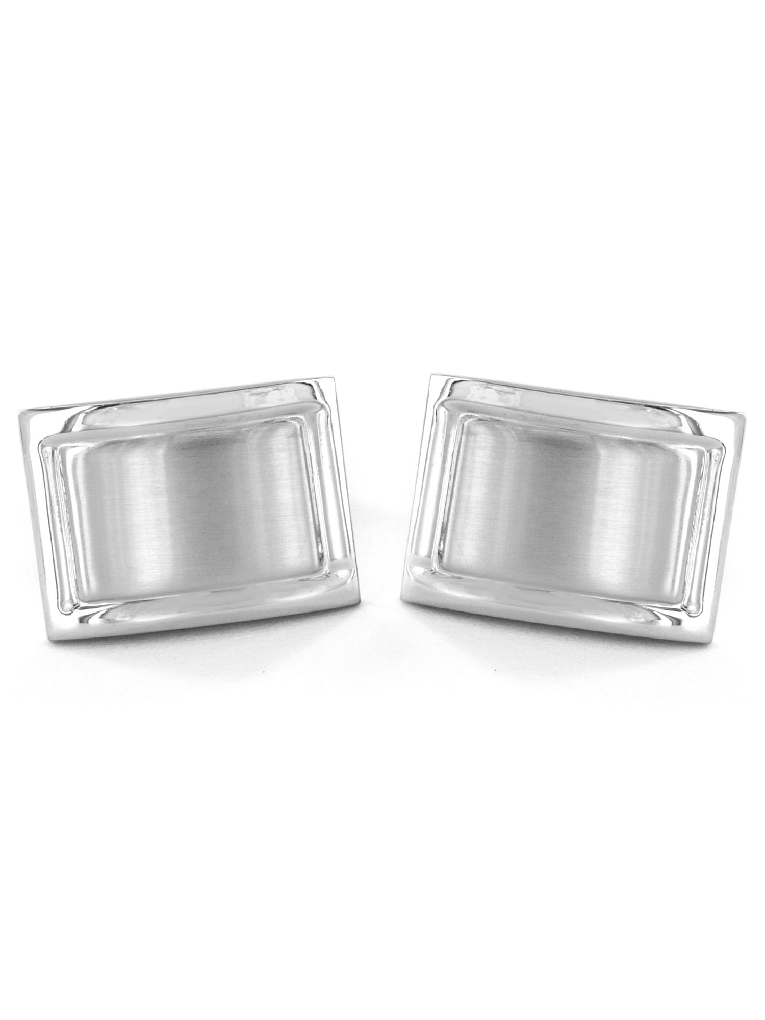 Coastal Jewelry Brushed and Polished Domed Rectangle Cufflinks (14mm)