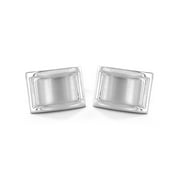 Coastal Jewelry Brushed and Polished Domed Rectangle Cufflinks (14mm)