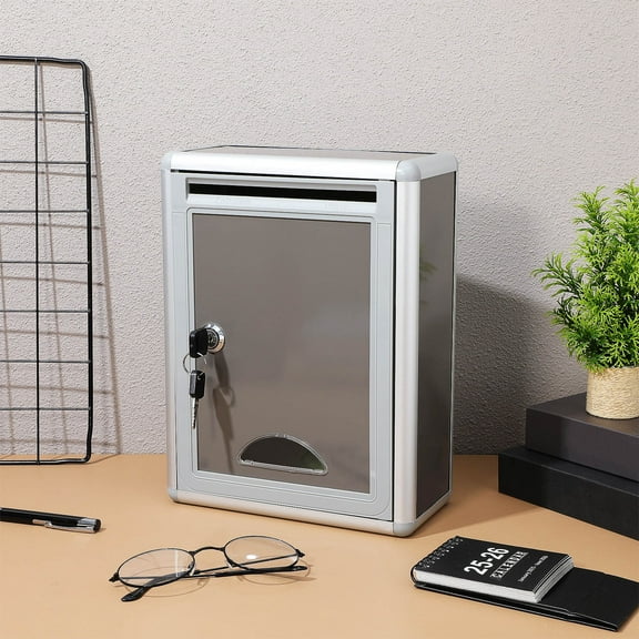 Pawsdot Wall Mountable Aluminium Alloy Mailbox Grey with Lock Durable Lightweight Storage Box