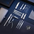 thumbnail image 2 of Nail Clippers Set Professional Stainless Steel Pedicure Kit Nail Scissors Grooming Kit Nail Tools Manicure Pedicure Set 19Pcs Portable Travel Case Blue, 2 of 4