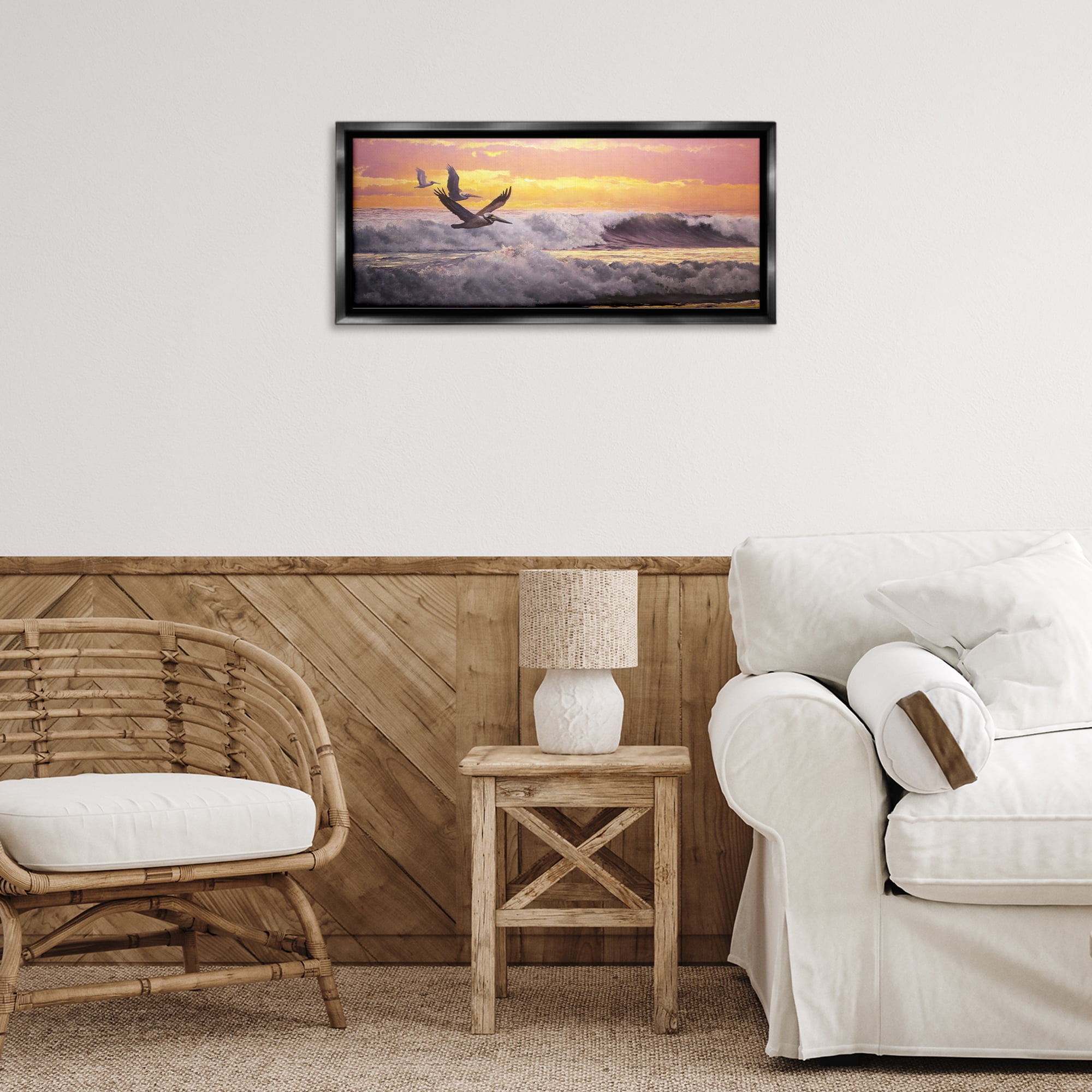 Stupell Industries Eternal Rhythms Seascape Landscape & Nature Photography Black Floater Framed Canvas Art Print Wall Art, 25 x 11