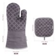 thumbnail image 2 of HEANUJJ 2Pcs Oven Mitt Set with Pot Holder Cotton Heat Resistant Grey Kitchen Accessories for Safe Cooking, 2 of 7
